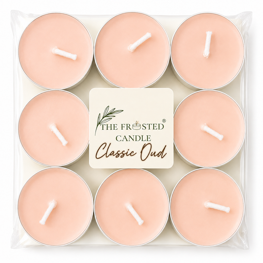 Classic Oud | Scented Soy Wax Tealight Candles | Pack of 18