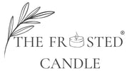 The Frosted Candle logo featuring a line-art olive branch and a small frosted candle illustration on a white background.